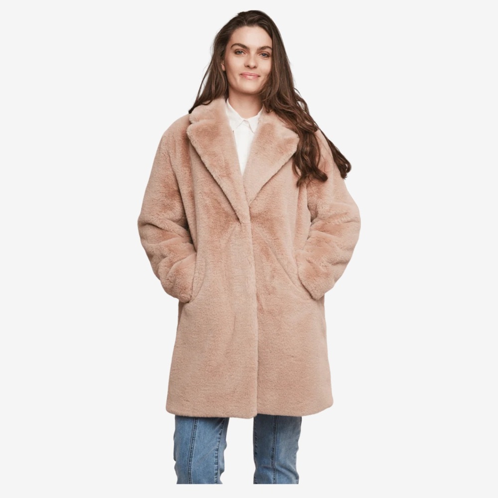 Rino & Pelle Geppe Midi Length Faux Fur Coat - Powder